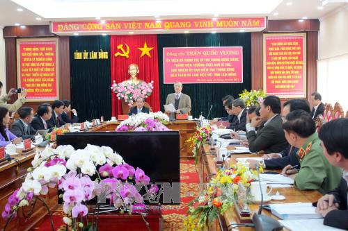 Đồng chí Trần Quốc Vượng làm việc với Tỉnh ủy Lâm Đồng